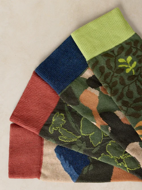 4-er Pack Socken Floral & Geo - Green Mlt - 44-46 Bild 3