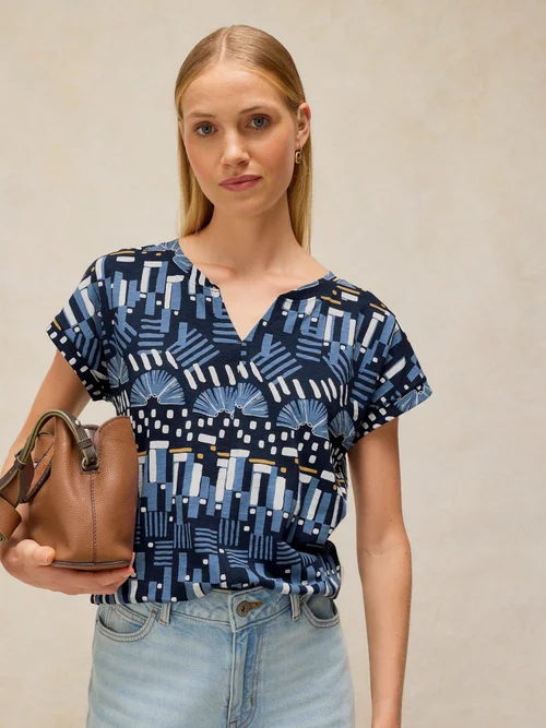 T-Shirt Nelly mit Keilausschnitt - Blue Pr - 52 Bild 1