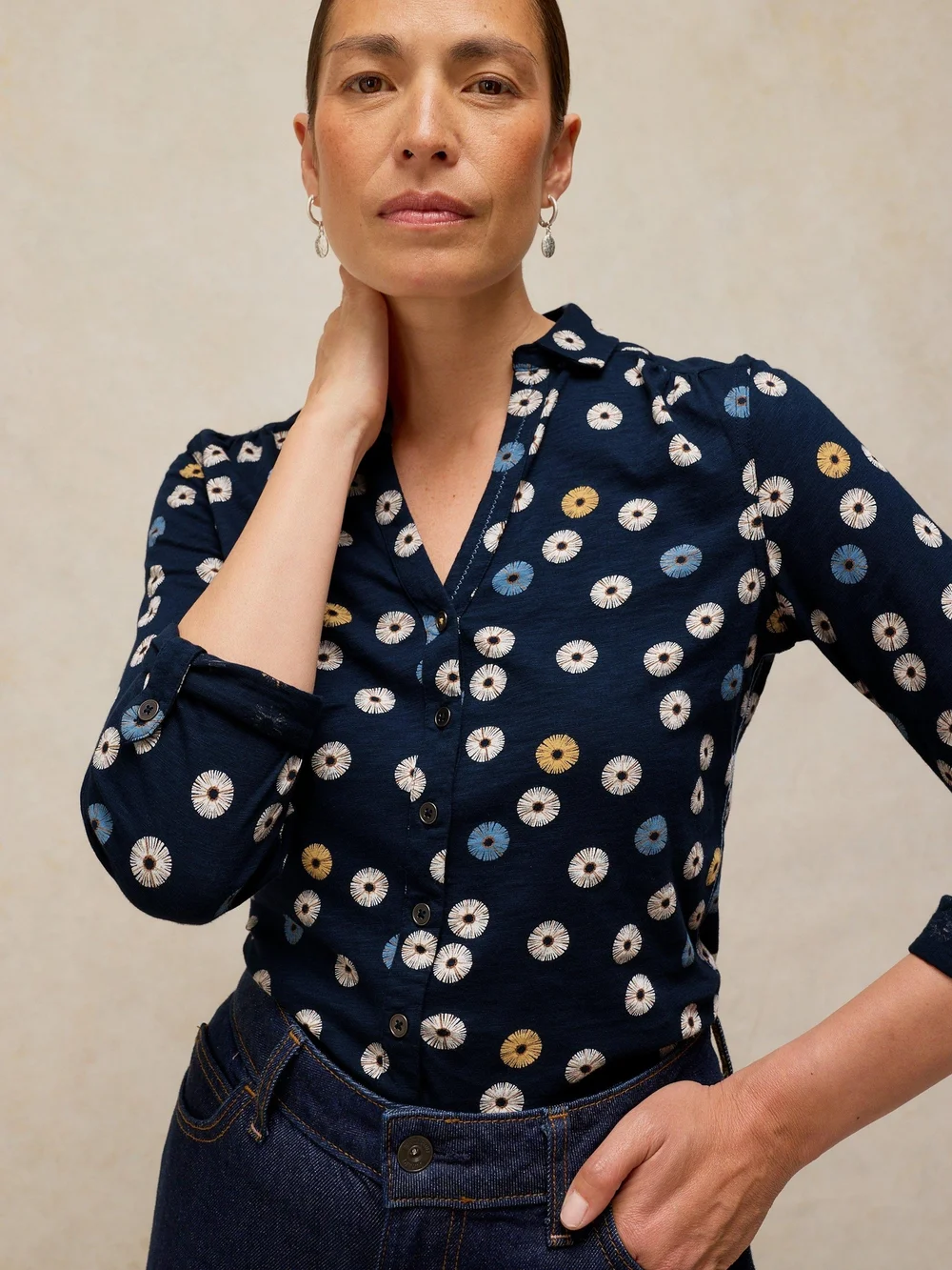 Jerseybluse Annie - Navy Pr - 52 Bild 1
