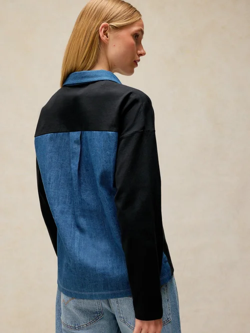Rugbyshirt mit Jeanskragen - Dark Navy - 48 Bild 4