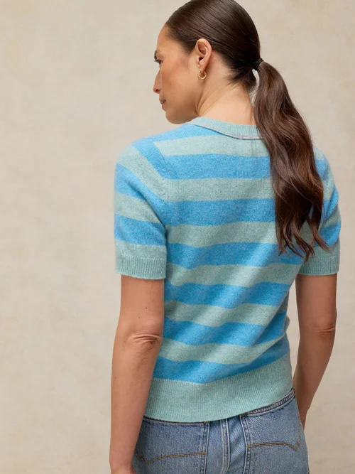 Gestreiftes Strick-T-Shirt Sansa - Blue Mlt - 52 Bild 4