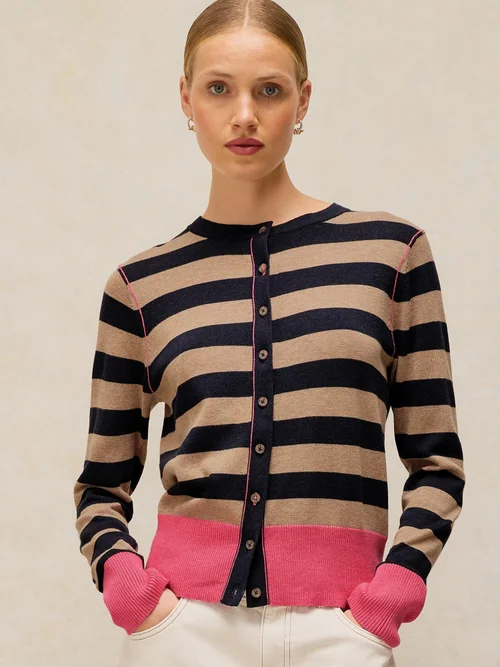 Gestreifte Strickjacke Lois - Navy Multi - 48 Bild 3