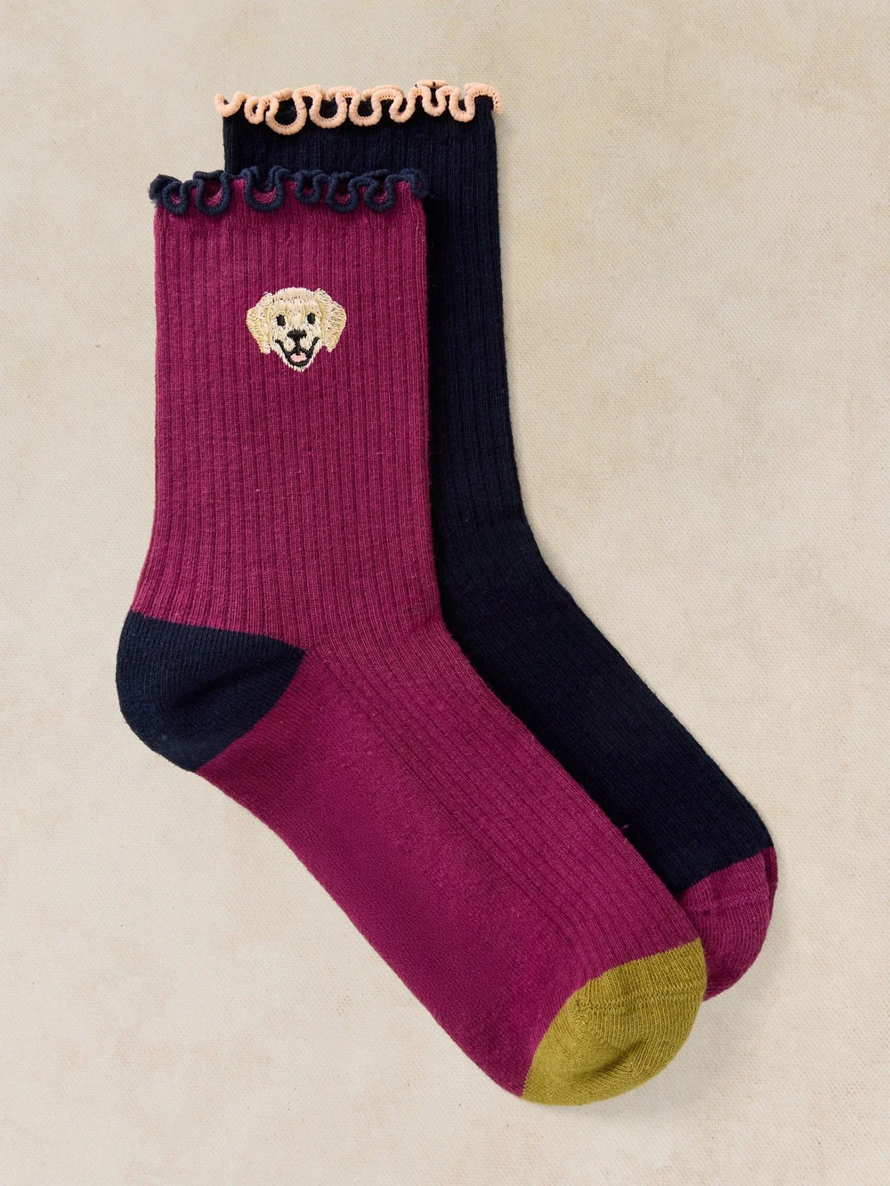 2er-Pack bestickte Socken Hunde - Navy Multi - 39-41 Bild 1