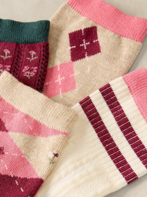 4er-Pack gemusterte Socken - Pink Mlt - 39-41 Bild 3