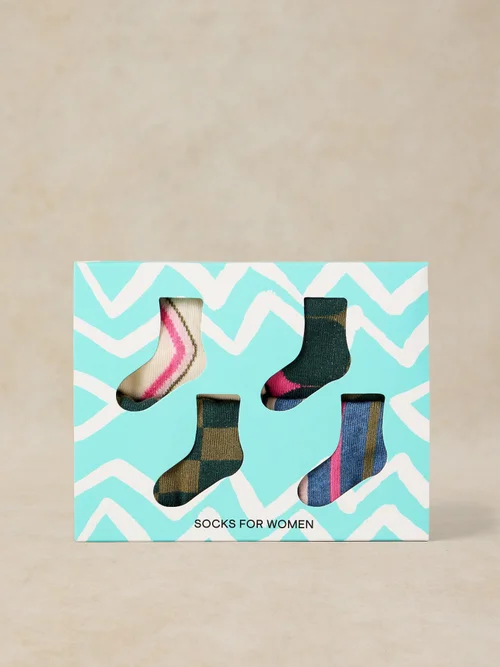 4-er Pack Socken Geo Print - Teal Mlt - 39-41 Bild 1