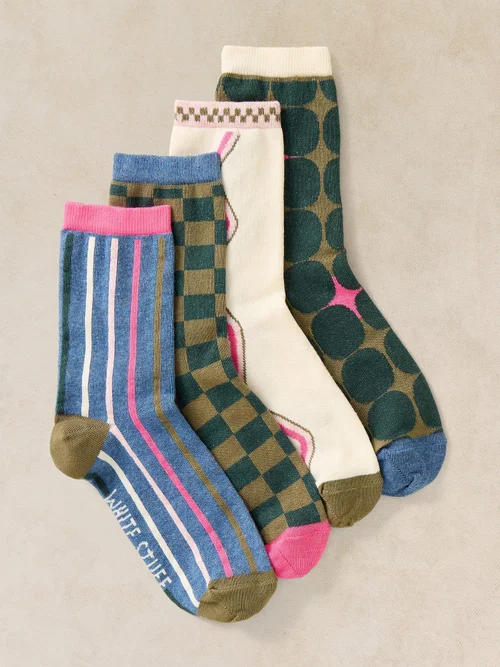 4-er Pack Socken Geo Print - Teal Mlt - 39-41 Bild 2