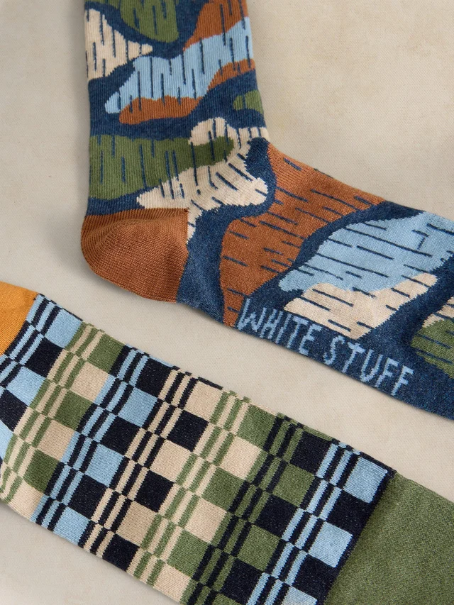 2-er Pack Socken Floral & Karo