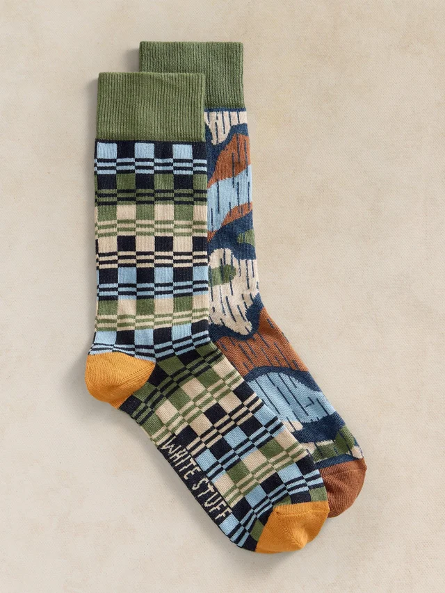 2-er Pack Socken Floral & Karo