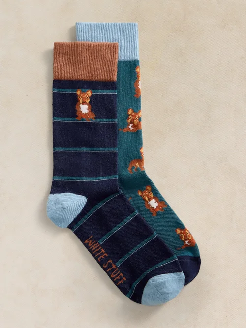 2-er Pack Socken Frenchie - Dk Teal - 44-46 Bild 1