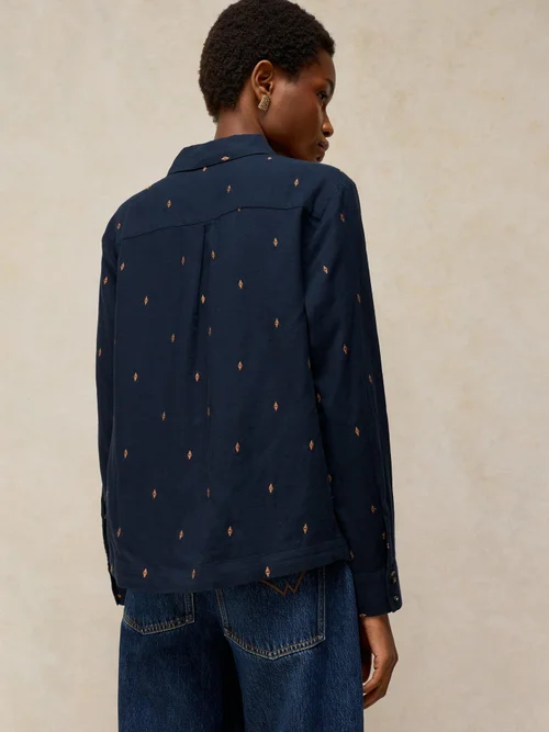 Bluse Libby aus Bio-Baumwolle - Dark Navy - 52 Bild 4