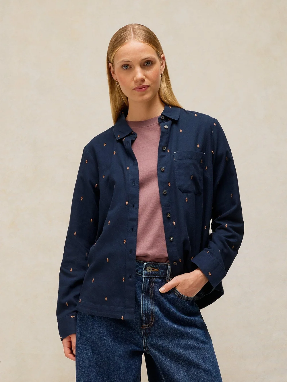 Bluse Libby aus Bio-Baumwolle - Dark Navy - 52 Bild 1