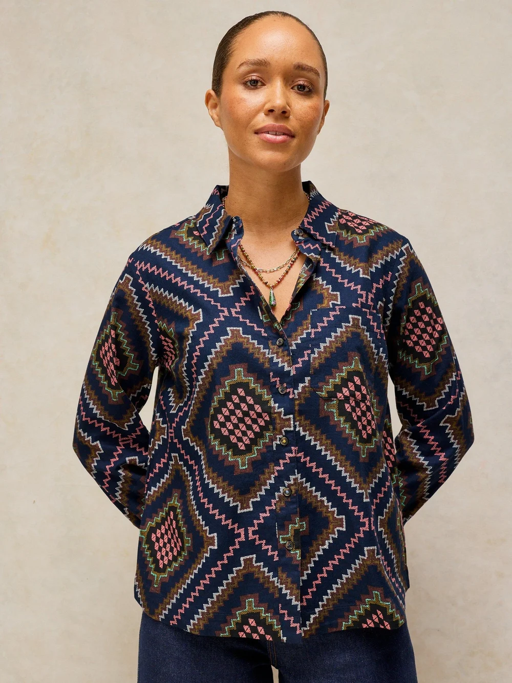 Bluse Libby aus Bio-Baumwolle - Navy Multi - 52 Bild 1