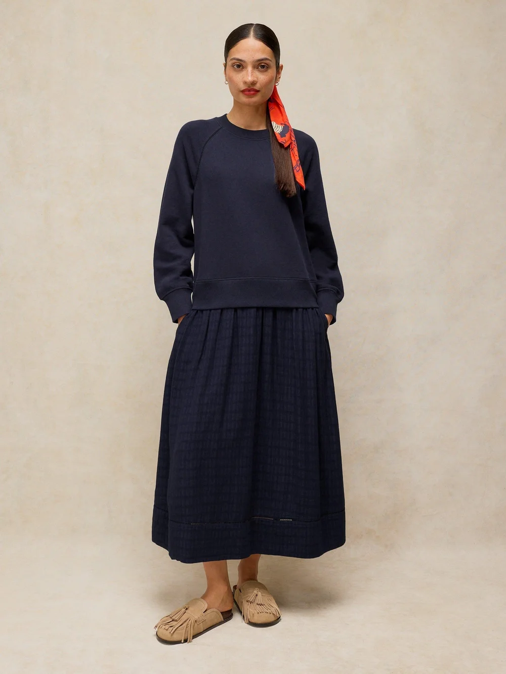Sweatshirt-Mixkleid Carter - Dark Navy - 52/R Bild 1