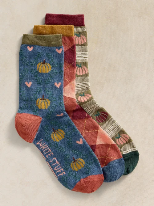 3-er Pack Socken Kürbissaison - Teal Mlt - 39-41 Bild 1