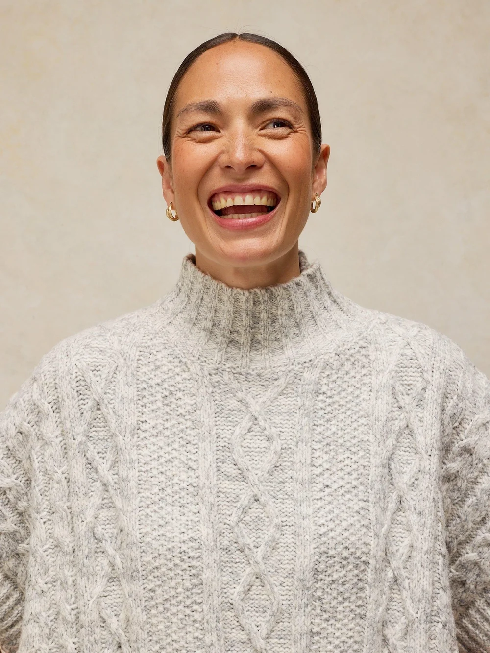 Poncho mit Zopfstrickmuster - Lgt Grey - XL Bild 1