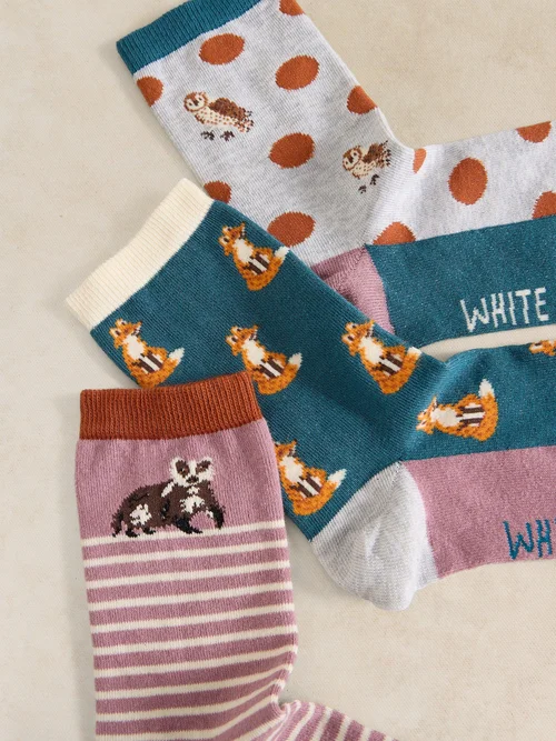 3er-Pack Socken mit Waldtieren - Purple Mlt - 39-41 Bild 2