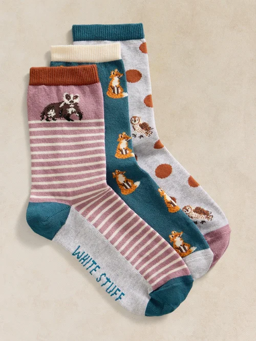 3er-Pack Socken mit Waldtieren - Purple Mlt - 39-41 Bild 1