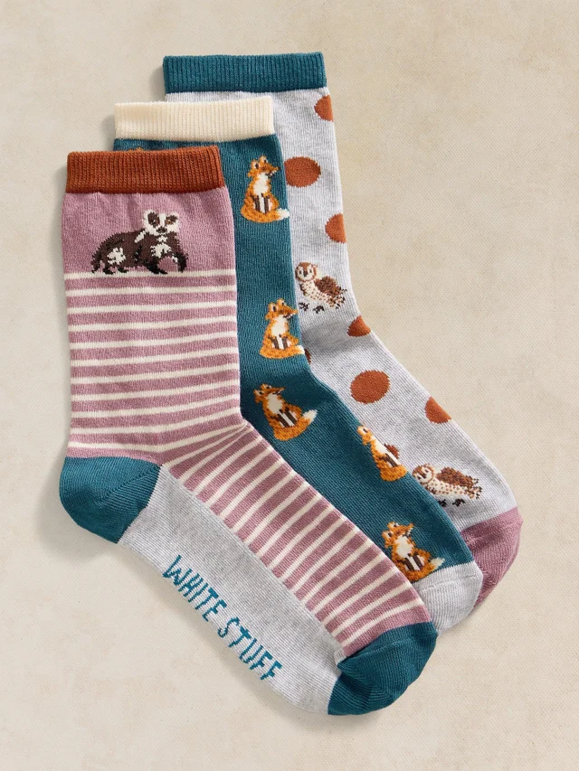 3er-Pack Socken mit Waldtieren