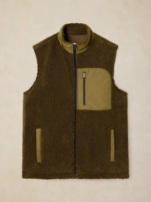 Teddyfell-Weste mit Reißverschluss - Khaki Grn - XL Bild 1