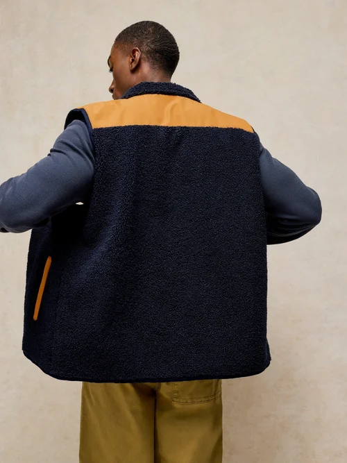 Teddyfell-Weste mit Taschen - Navy Multi - XL Bild 4