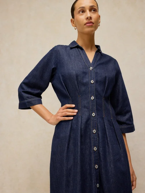 Jeansfaltenkleid Luna - Dk Denim - 52/R Bild 1