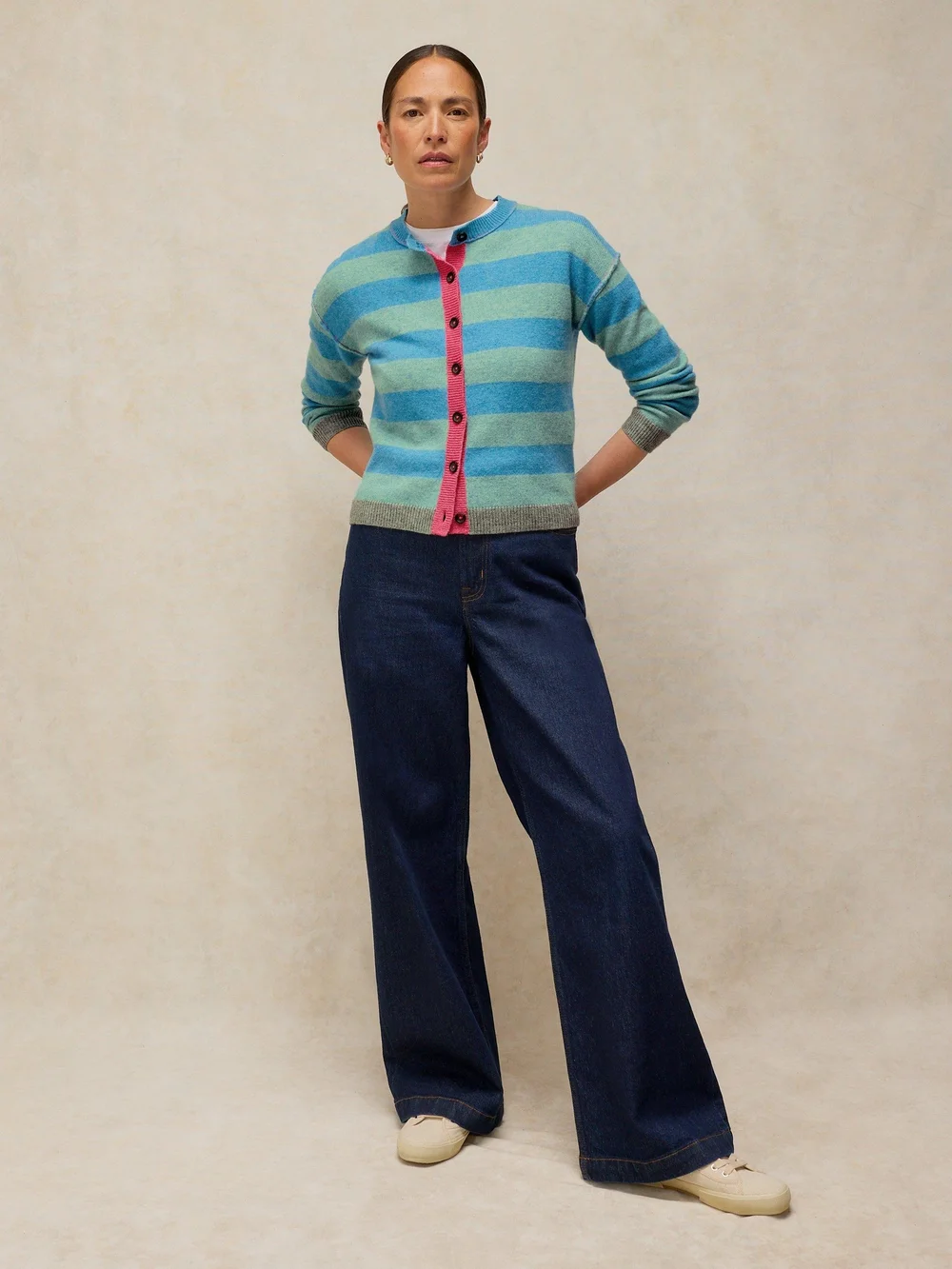 Gestreifter Cardigan Sansa - Blue Mlt - 50 Bild 1