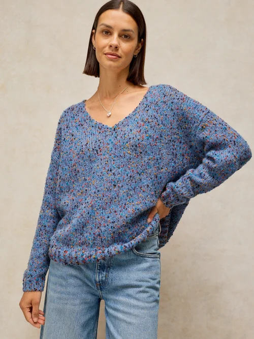 Pullover mit V-Ausschnitt - Mid Blue - 48 Bild 3