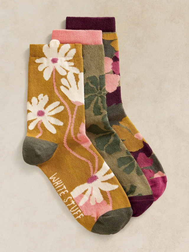3er-Pack Socken mit Blumenmuster