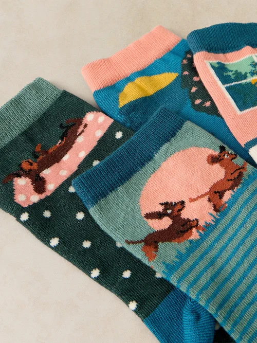 4-er Pack Socken Verspielte Dackel - Teal Mlt - 39-41 Bild 3
