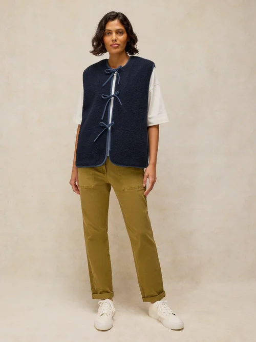 Teddyfellweste mit Bindeschleifen - Dark Navy - XS Bild 2