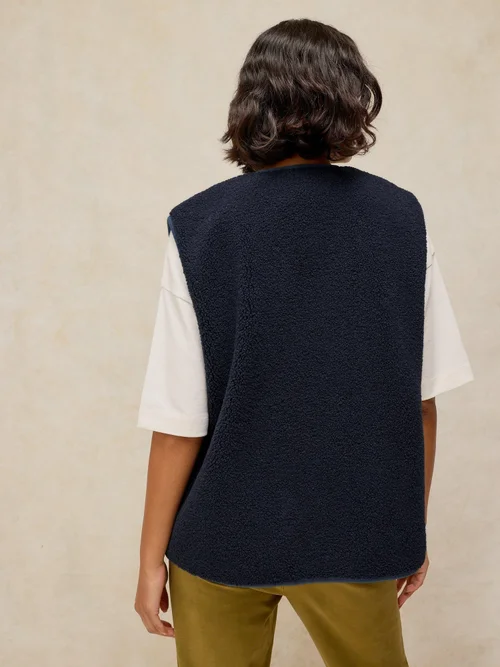 Teddyfellweste mit Bindeschleifen - Dark Navy - XS Bild 4