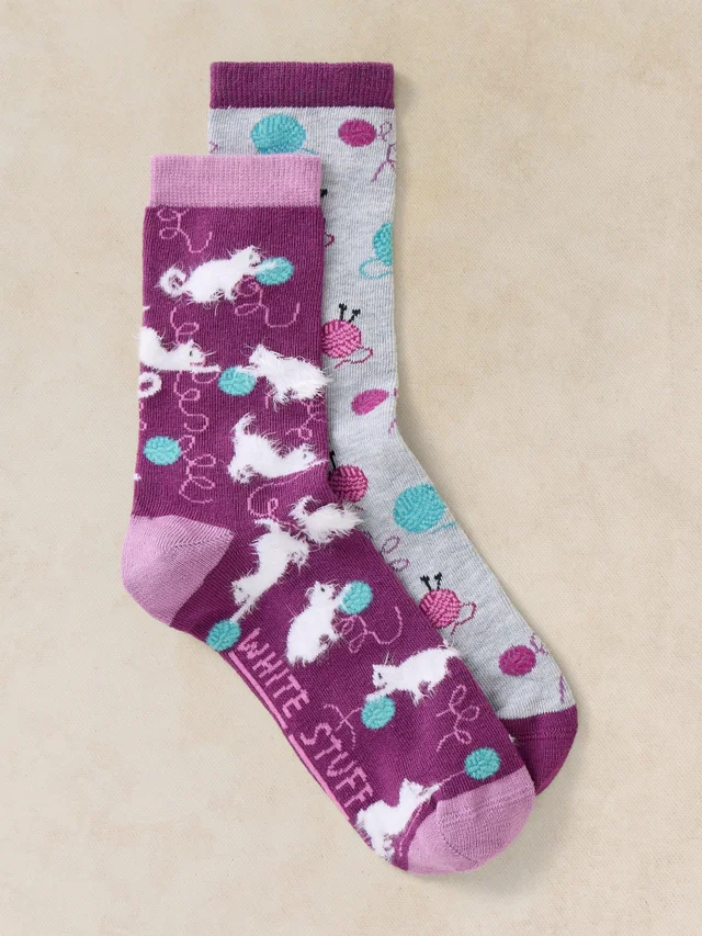 2-er Pack Socken Flauschige Kätzchen
