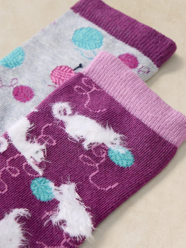 2-er Pack Socken Flauschige Kätzchen