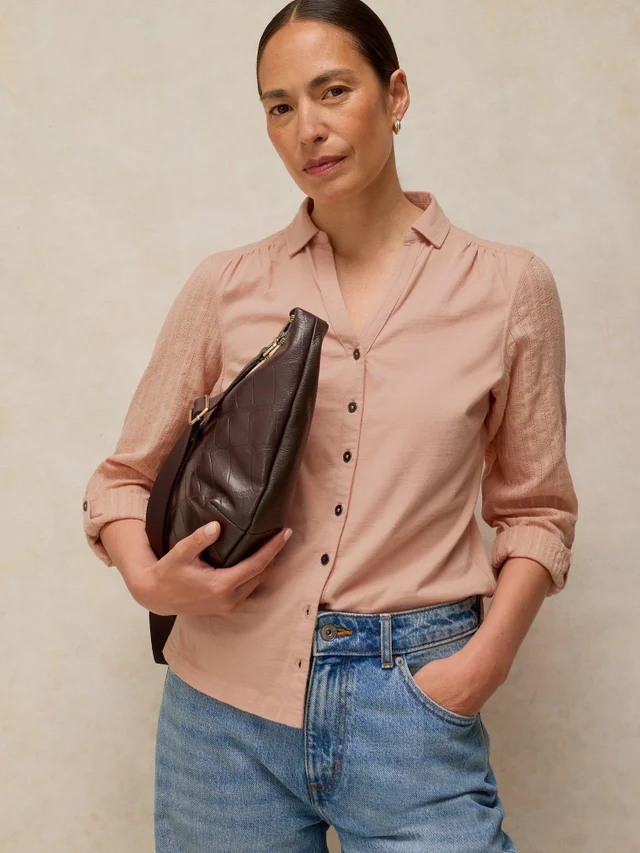 Bluse Annie aus Material-Mix