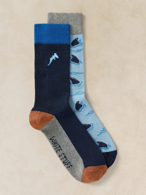 2-er Pack Socken Hai - Mid Blue - 44-46 Bild 1