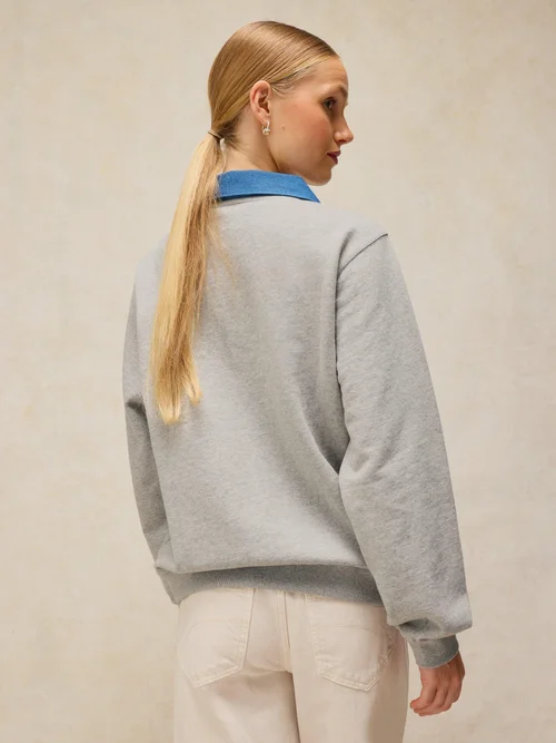 Sweatshirt Danni mit Jeanskragen - Grey Marl - 46 Bild 4