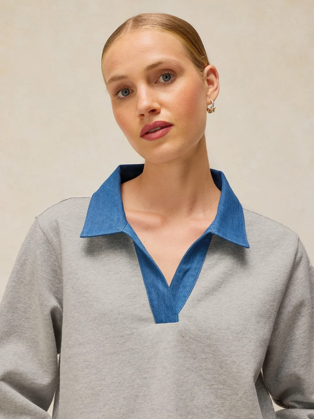 Sweatshirt Danni mit Jeanskragen - Grey Marl - 46 Bild 1