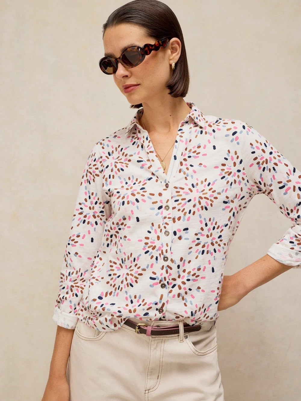 Jerseybluse Annie - White Pr - 46 Bild 1