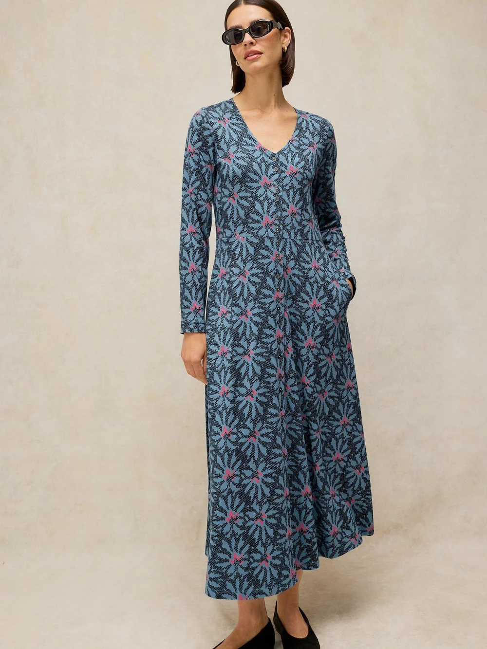 Kleid Reese mit Knopfleiste - Blue Pr - 52/R Bild 1