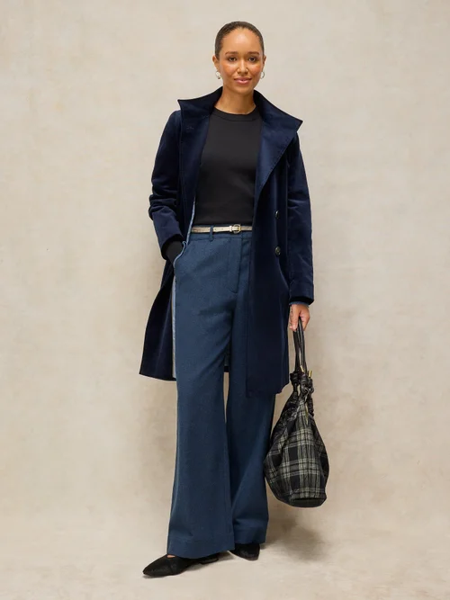 Tweed-Hose Belle mit weitem Bein - Navy Multi - 48/R Bild 2