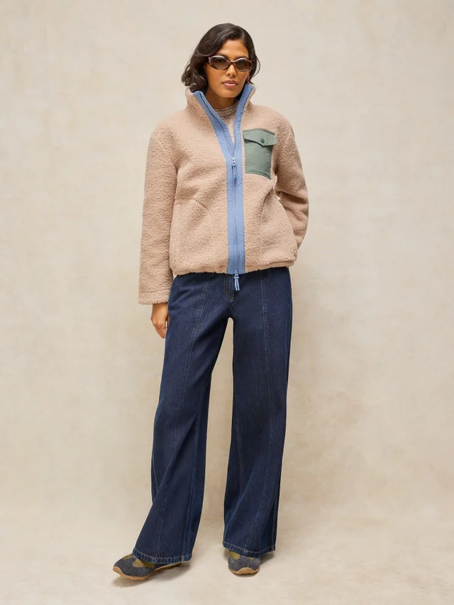Reißverschlussjacke mit Teddyfell