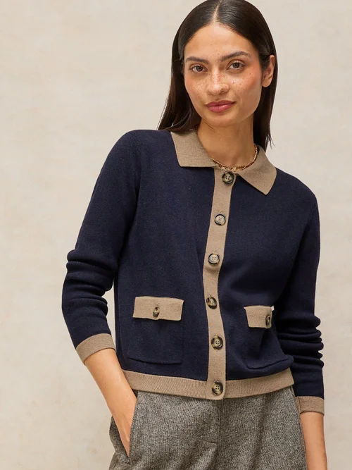 Strickjacke Charlotte mit Kragen - Navy Multi - 52/R Bild 3