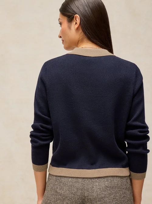 Strickjacke Charlotte mit Kragen - Navy Multi - 52/R Bild 4