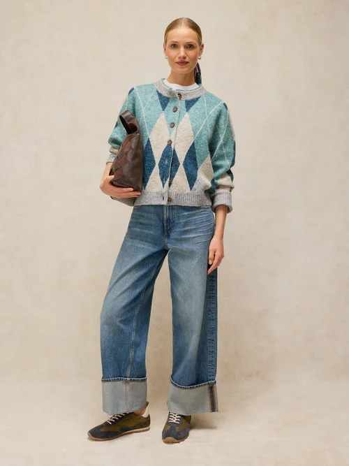 Cardigan mit Rautenmuster - Blue Mlt - 52 Bild 2