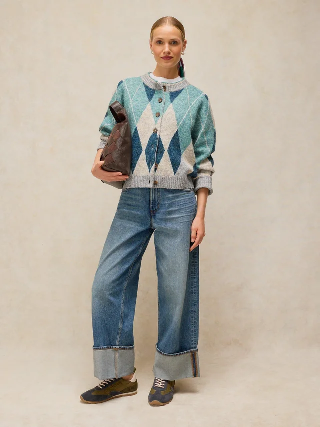 Cardigan mit Rautenmuster