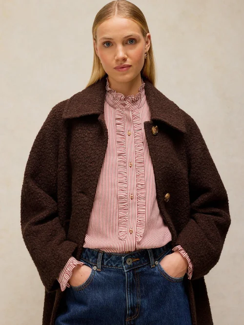 Mantel Kelsey aus Bouclé-Wollmix - Dk Brown - 52/R Bild 2
