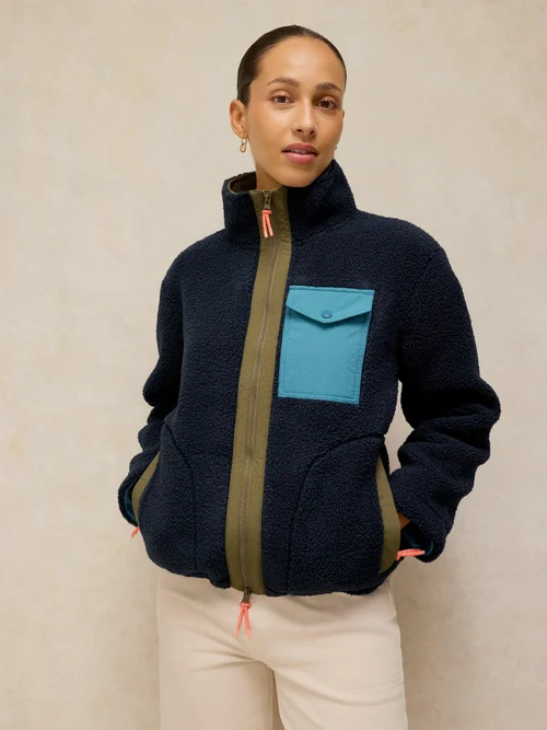 Reißverschlussjacke mit Teddyfell - Navy Multi - XXXL Bild 2