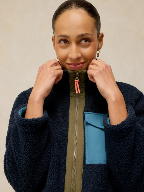 Reißverschlussjacke mit Teddyfell - Navy Multi - XXXL Bild 3