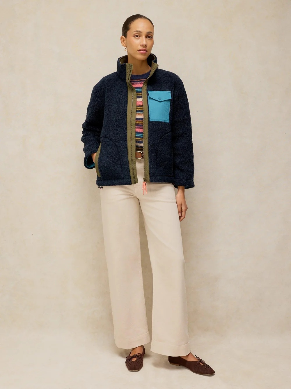 Reißverschlussjacke mit Teddyfell - Navy Multi - XXXL Bild 1