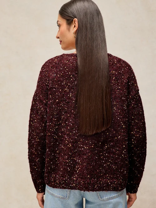 Pullover mit V-Ausschnitt - Dk Plum - 52 Bild 4